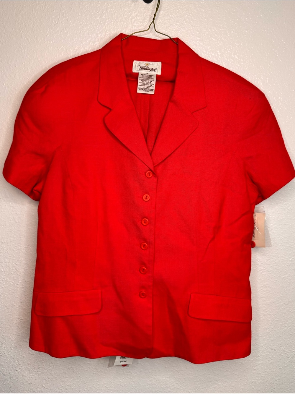 NWT Worthington Red Linen Collection 2 pc Blazer Jacket Pants Suit Set size 14